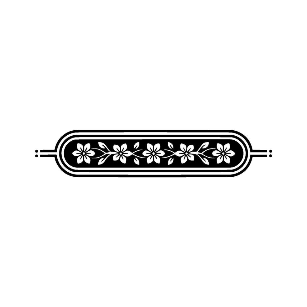 Black and White Floral Border with Decorative Elements vector
