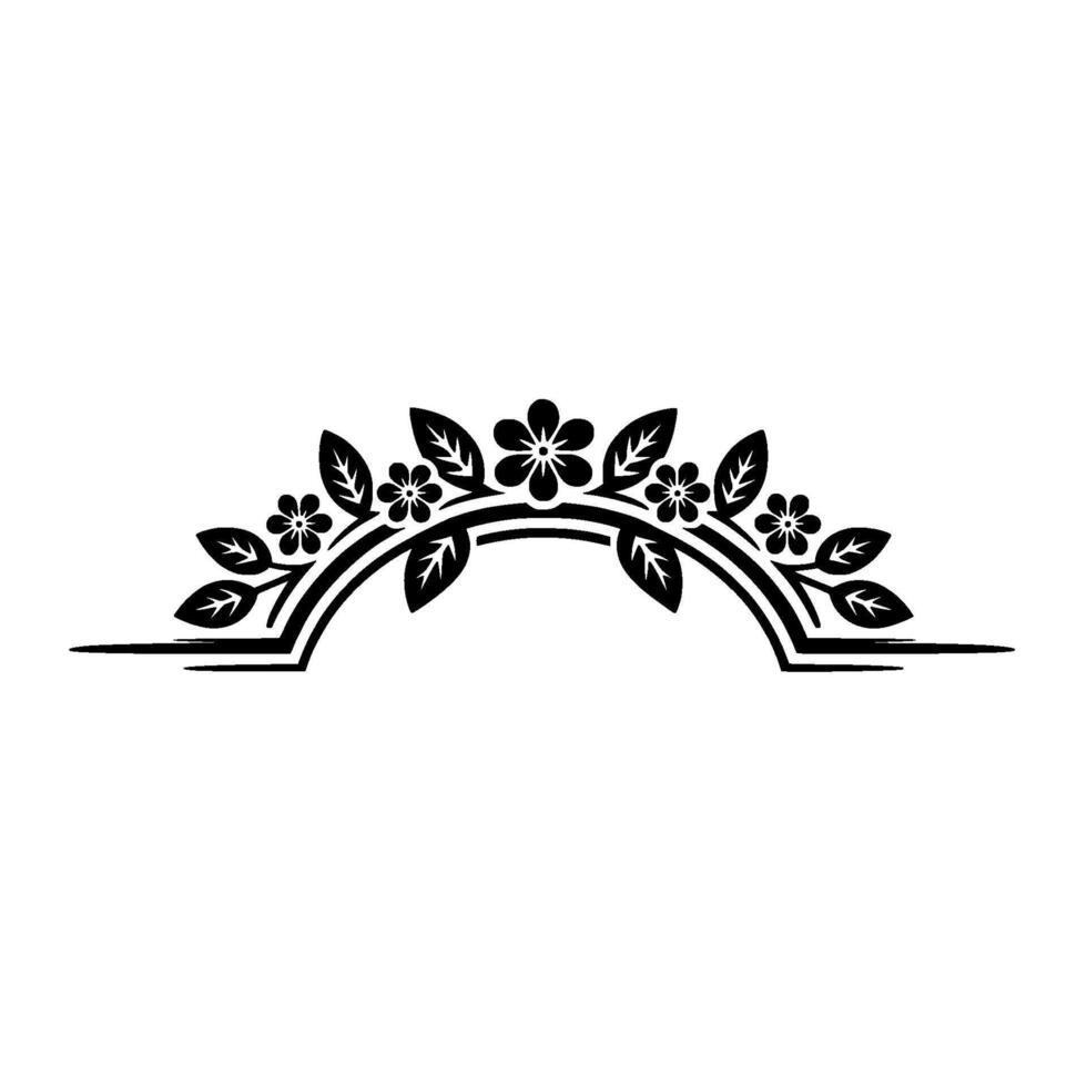 Floral Arch Border Element in Black on White vector