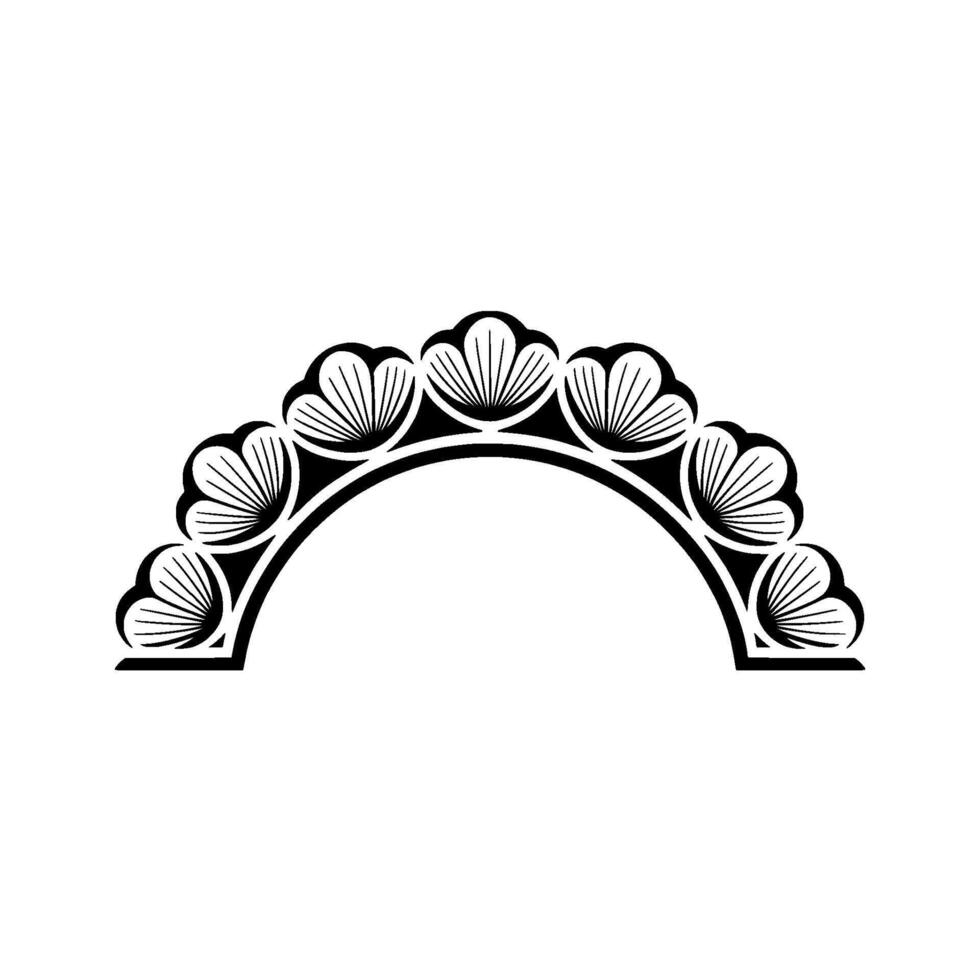 Minimalist Floral Arch Illustration - Black White Element vector