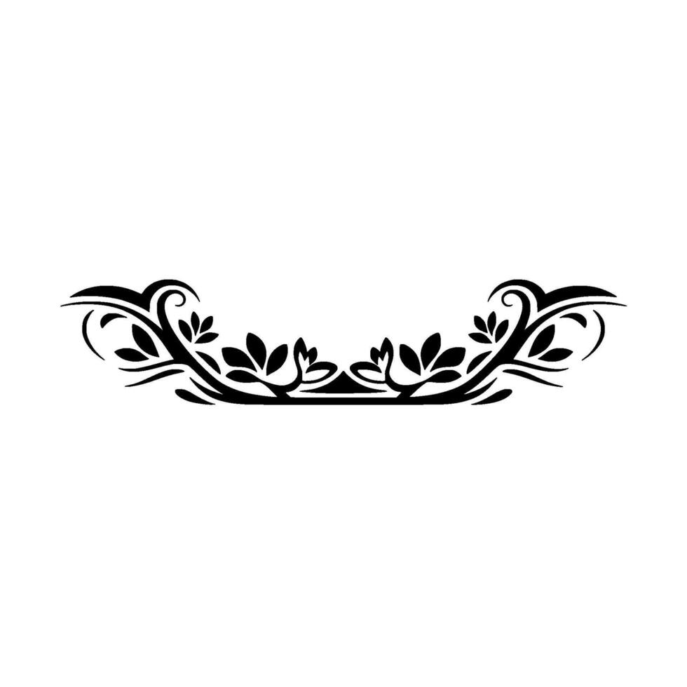 Decorative Floral Divider Ornament in Black on White Background vector