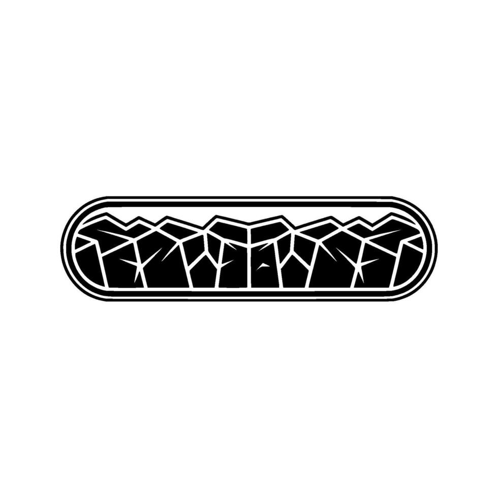Geometric Mountain Range in Oval Frame, Minimalist vector