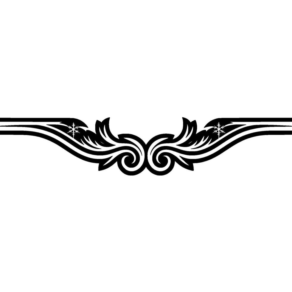 Elegant Winter Ornament, Black and White Swirls with Snowflakes vector