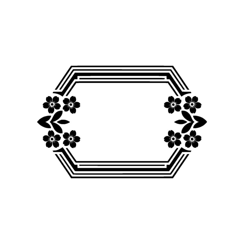Black White Floral Frame , Minimalist Aesthetic vector