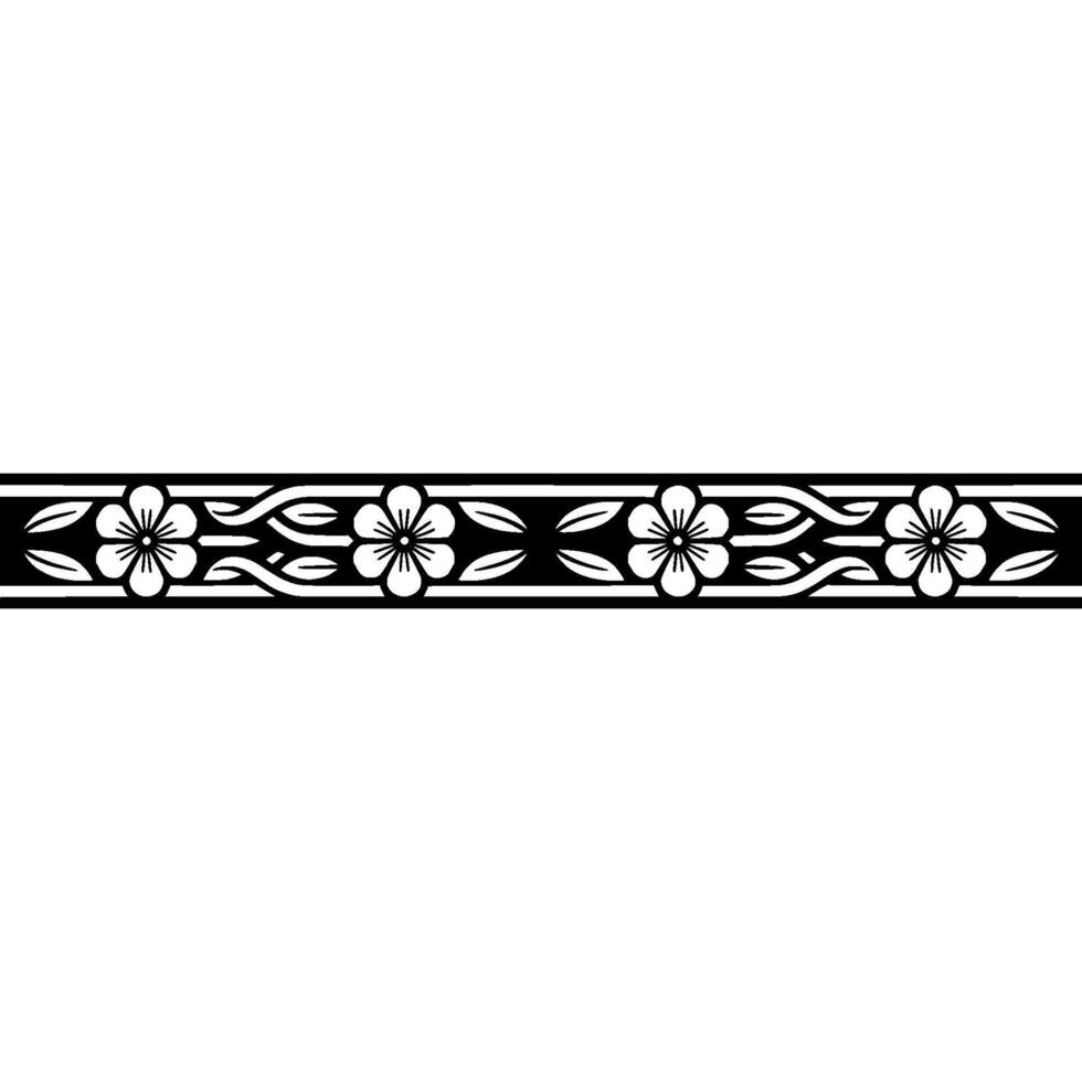 Floral Border Black and White Pattern vector