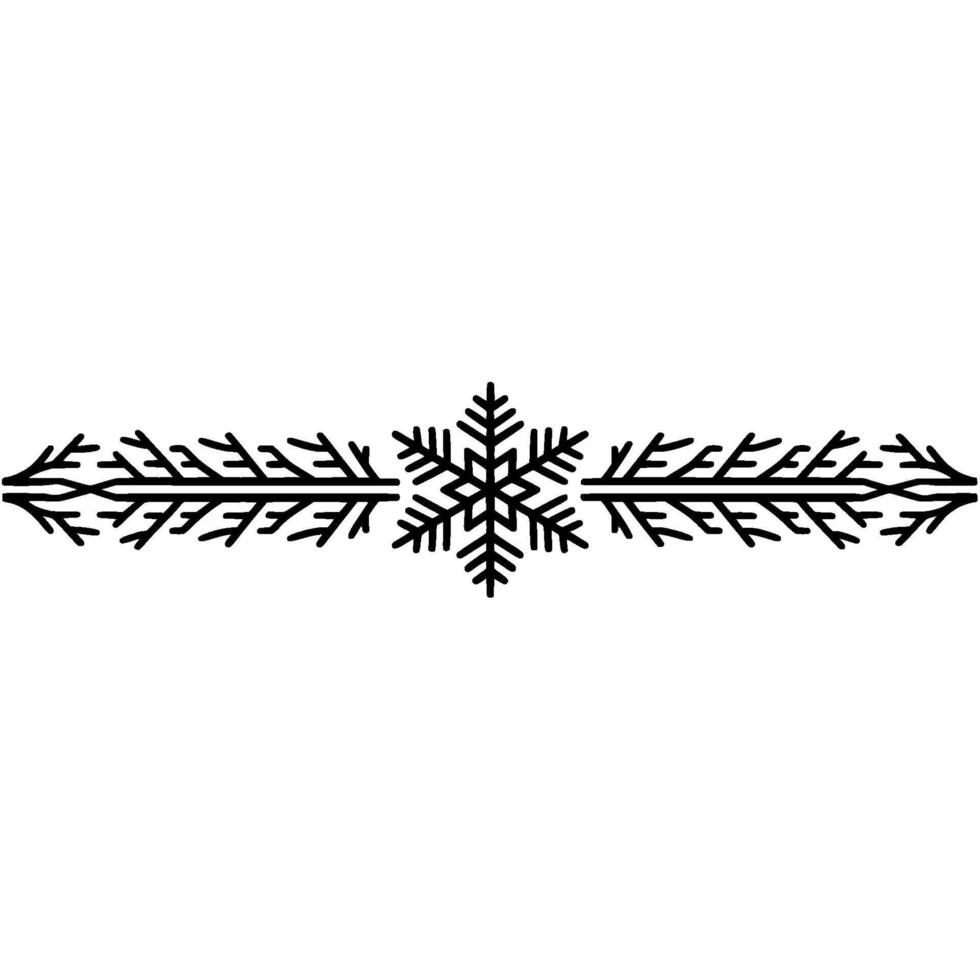 Minimalist Winter Snowflake and Branch Border vector