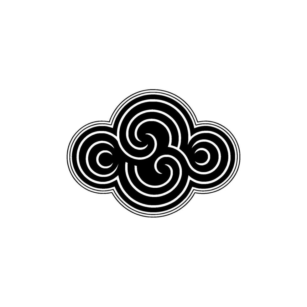 Abstract Swirl Cloud , Minimalist Black White vector