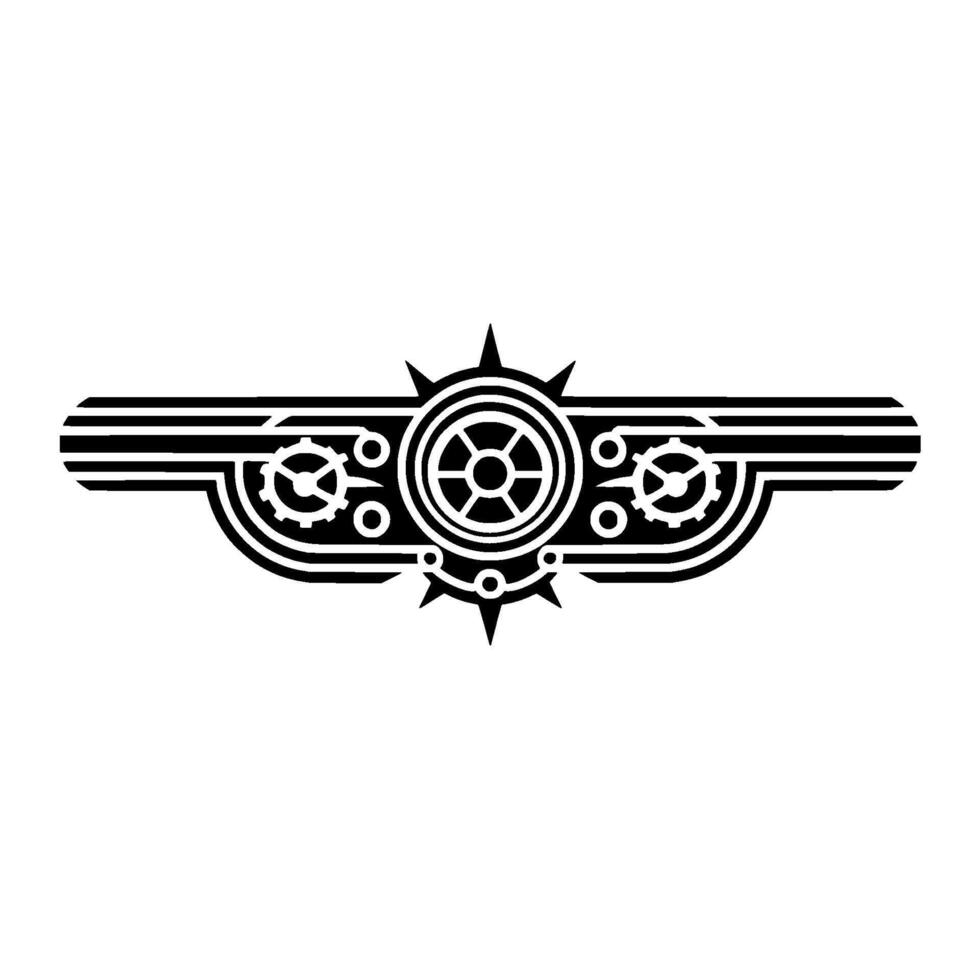 Steampunk Gear Element Minimalist Black White Emblem vector