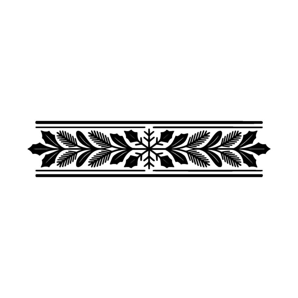 Ornate Floral Border, Black Silhouetted , Minimalist Christmas Decor vector