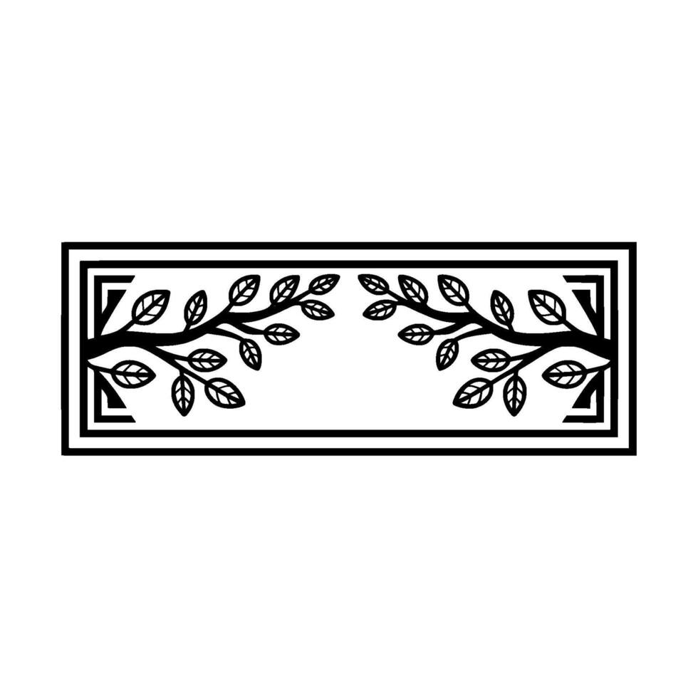 Geometric Branch Border Black and White Floral Element vector