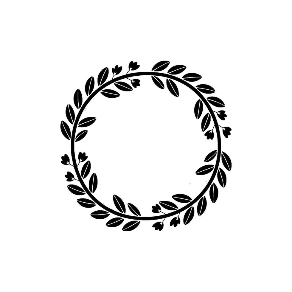 Minimalist Black White Floral Wreath on Cream Background vector