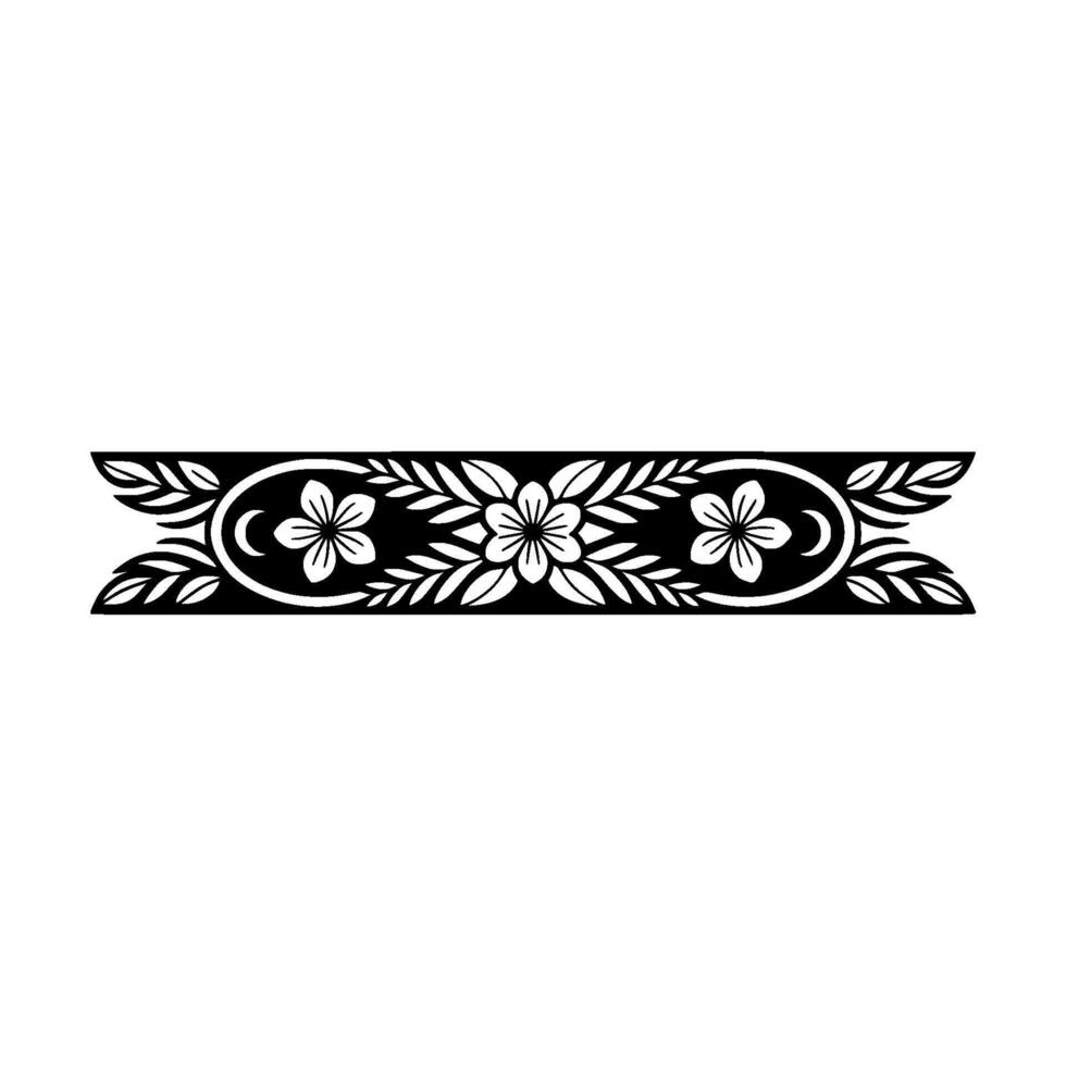 Elegant Floral Border in Black and- White, Decorative vector