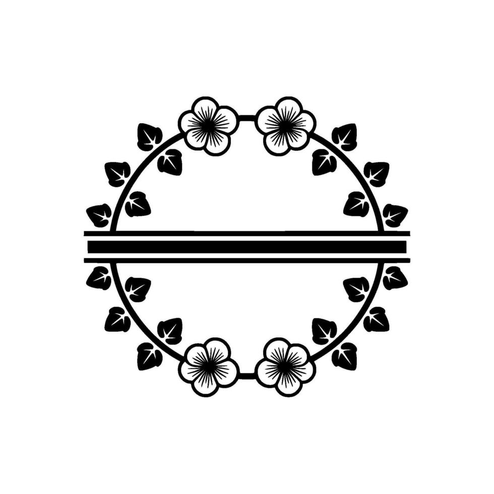 Minimalist Floral Wreath with Banner - Elegant Monochromatic vector