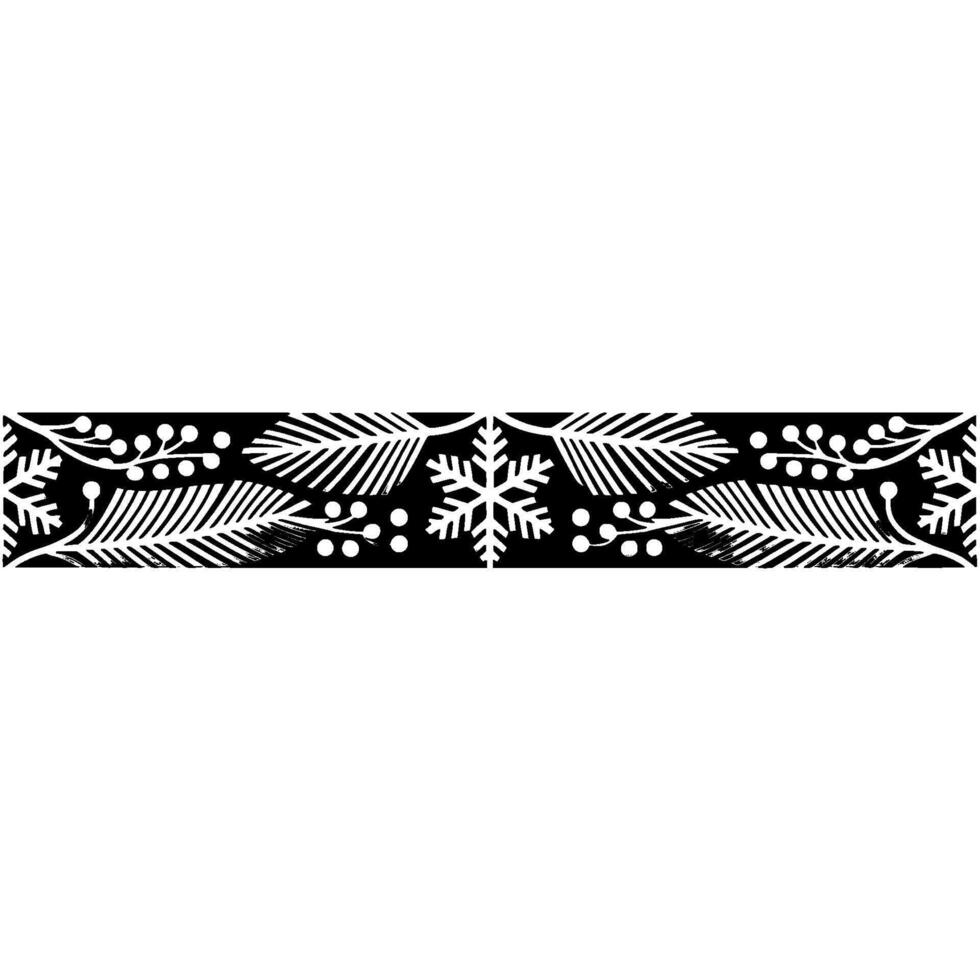 Elegant Silver Winter Garland Border on Black Background vector