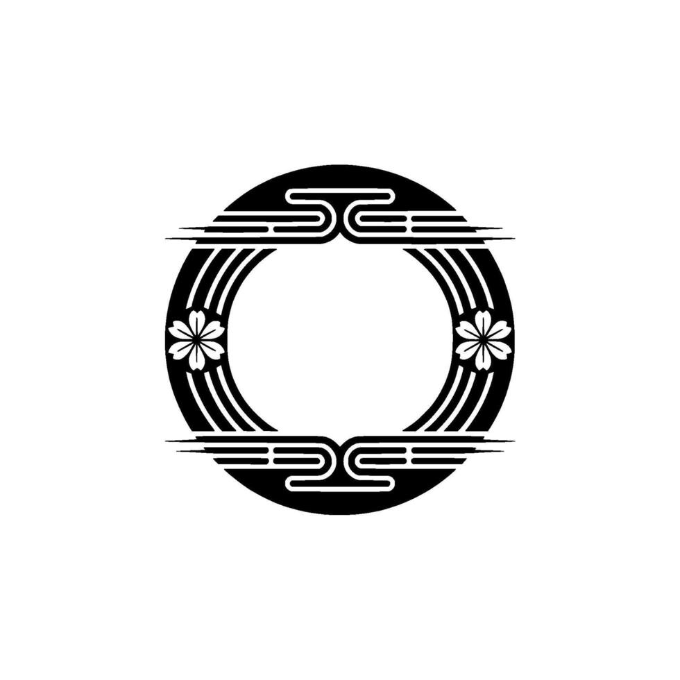 Minimalist Japanese Circle with Floral Elements vector