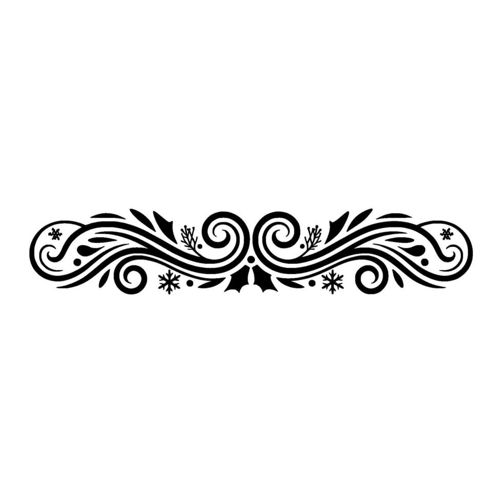 Elegant Winter Border with Swirls, Snowflakes, Holly vector