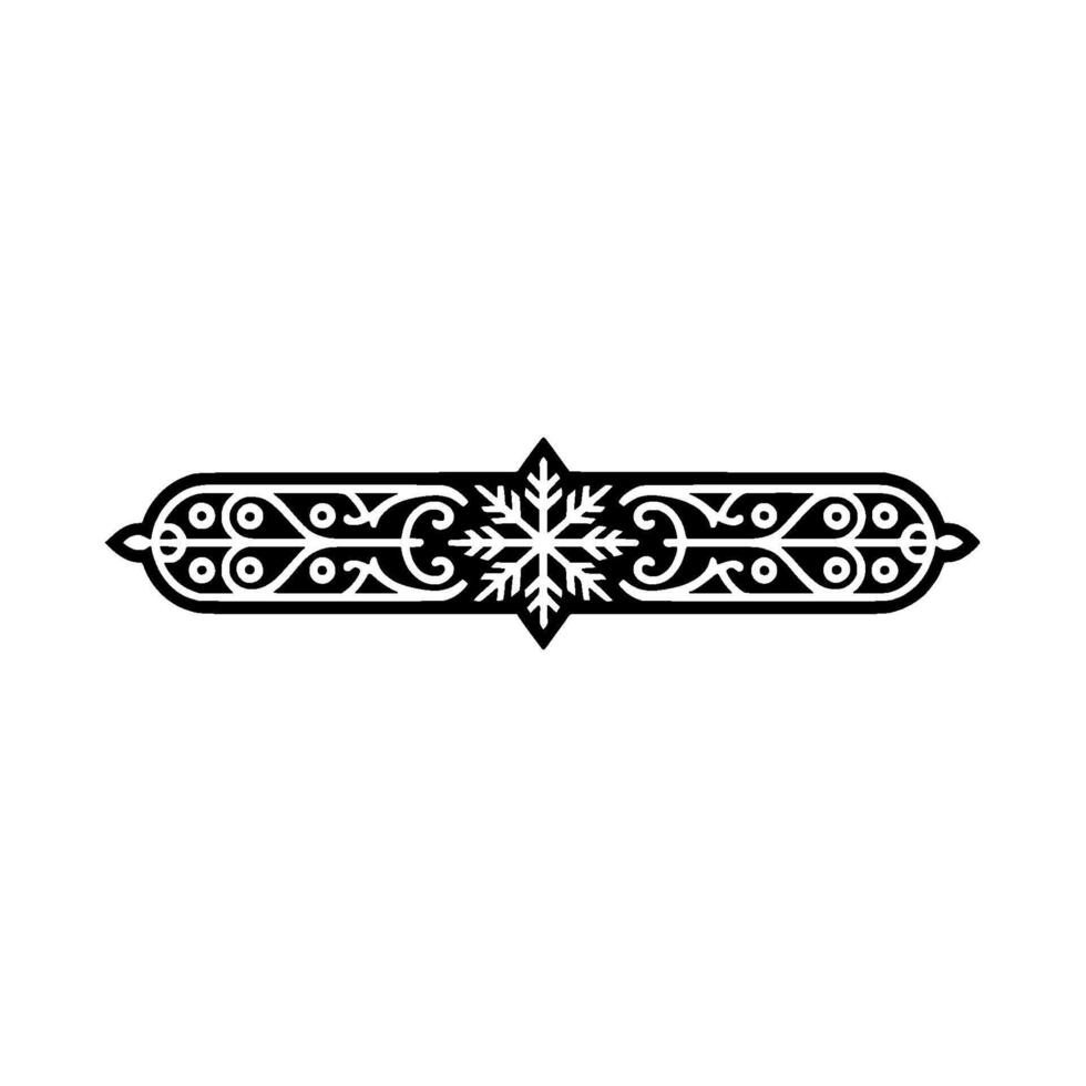 Elegant Black White Winter Ornament, Festive Element vector