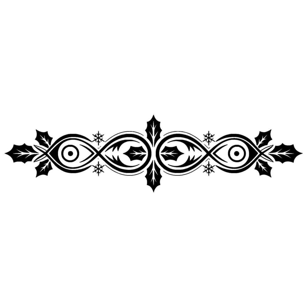Elegant Black White Christmas Border with, Holly Snowflakes vector