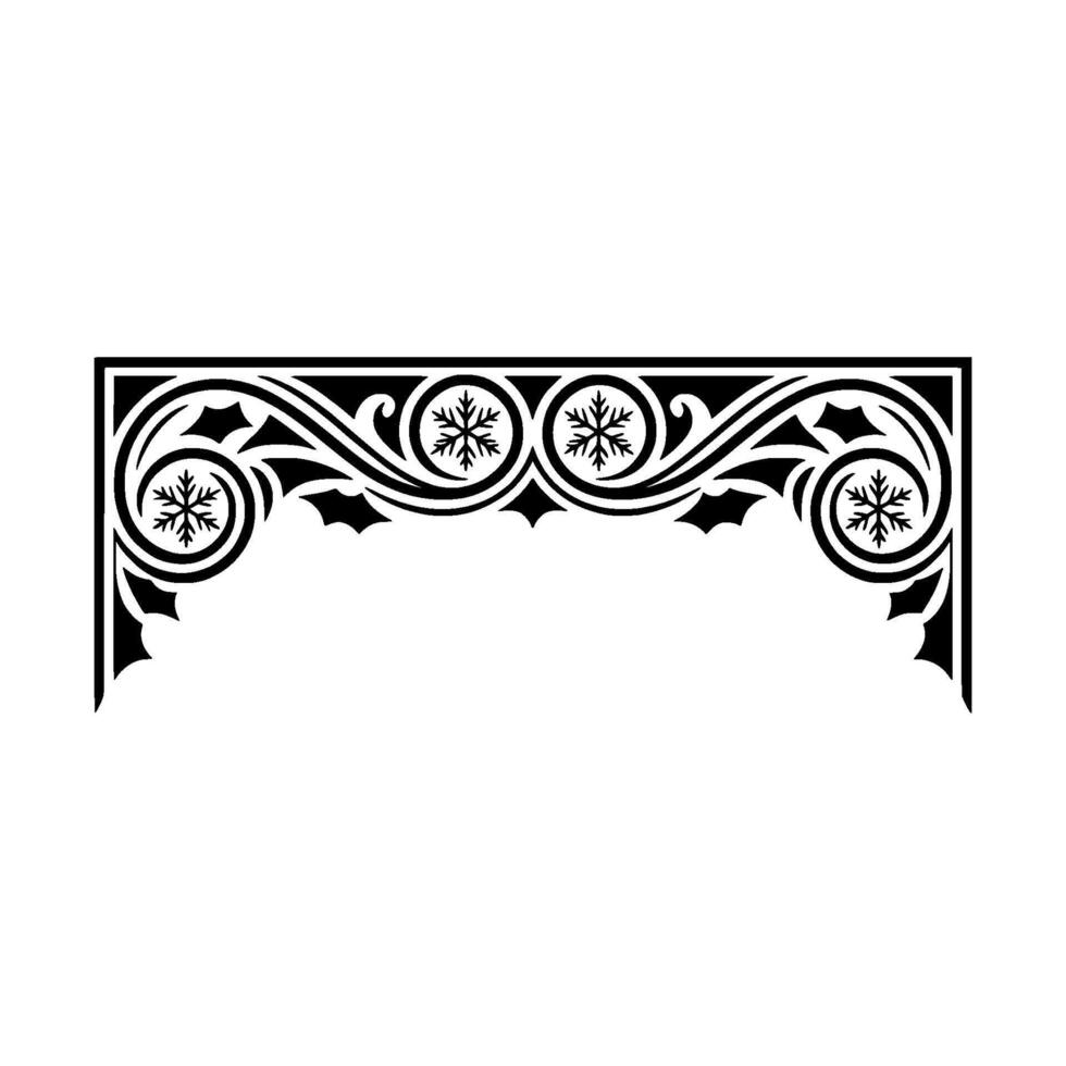 Decorative Winter Archway Border Element, Black White vector