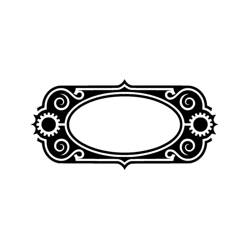 Ornate Decorative Frame, Black White , Steampunk Aesthetic vector