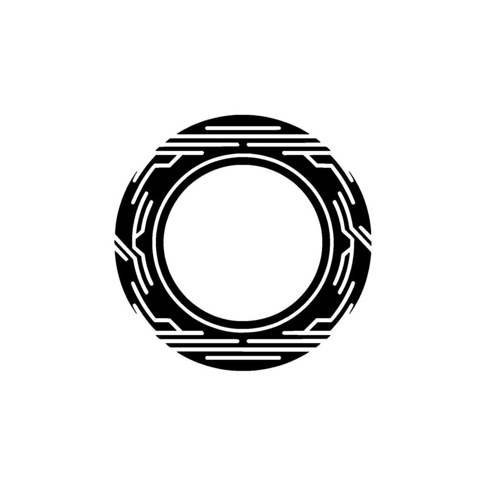 Abstract Tech Circle , Geometric , Black and White vector
