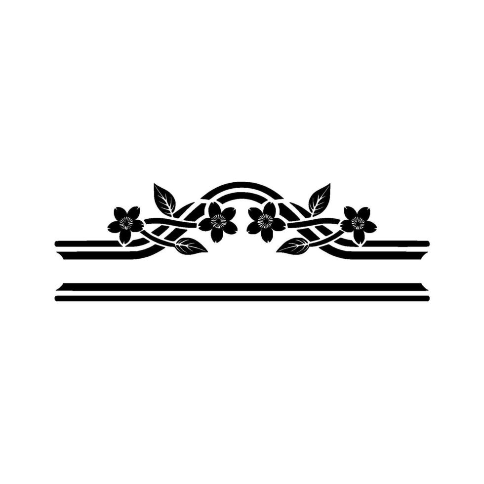 Elegant Black Floral on White Background, Decorative Border vector