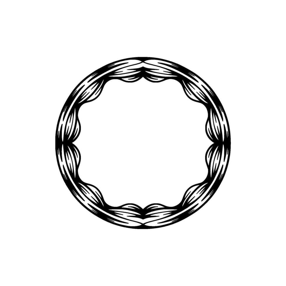 Minimalist Floral Circle Frame - Elegant, Simple, Decorative vector