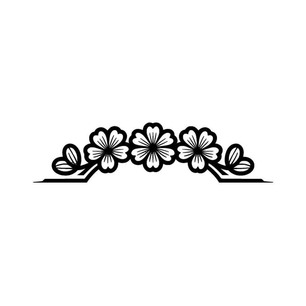 Minimalist Floral Border , Elegant Illustration on White vector
