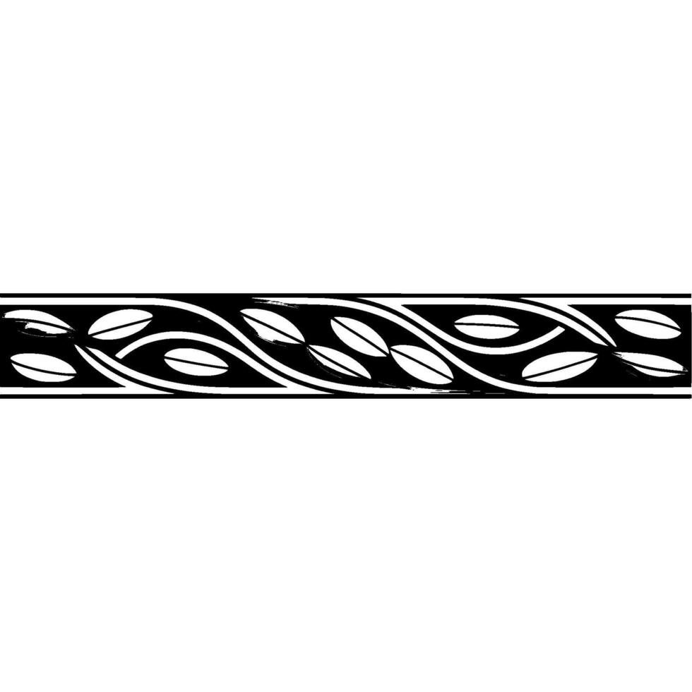 Abstract Ornamental Border Leaf , Art Nouveau Style on White vector