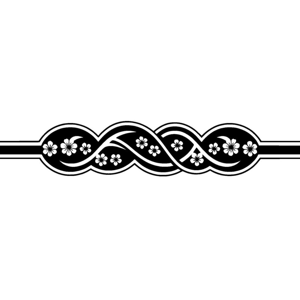 Floral Border in Black and White, Minimalist Ornament vector