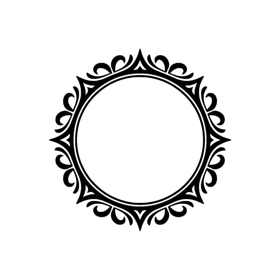Elegant Black Circular Frame with Decorative Flourishes on White Background vector