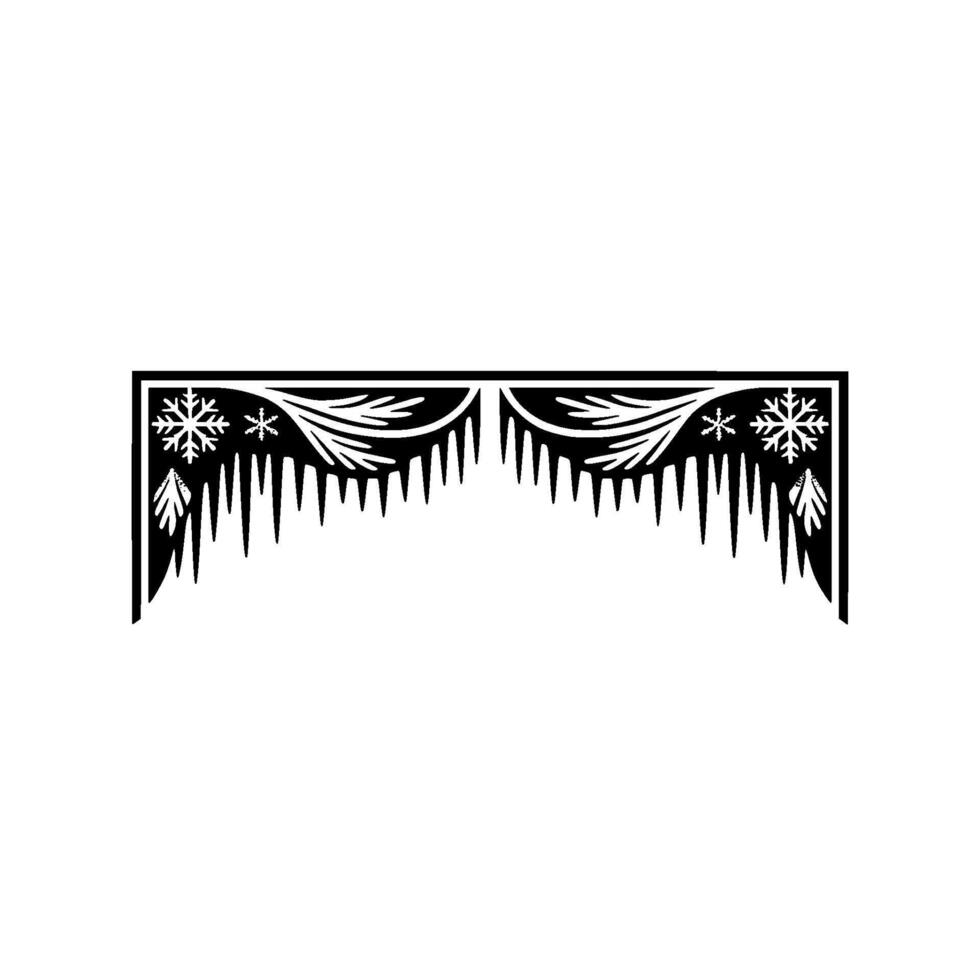Winter Garland Border Black White Christmas Ornament vector