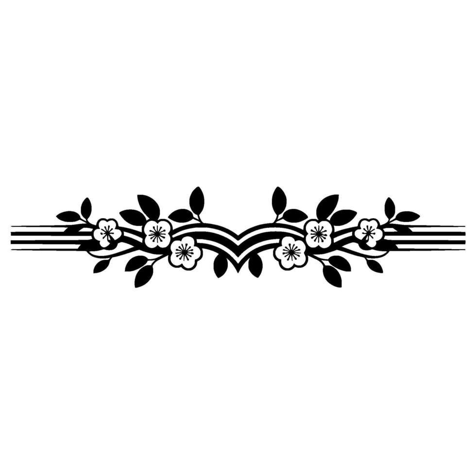 Minimalist Floral- Border in Black and White vector