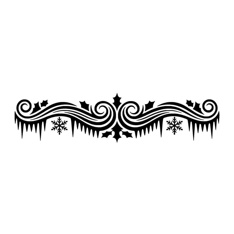 Winter Ornament Border in Black on White Background vector