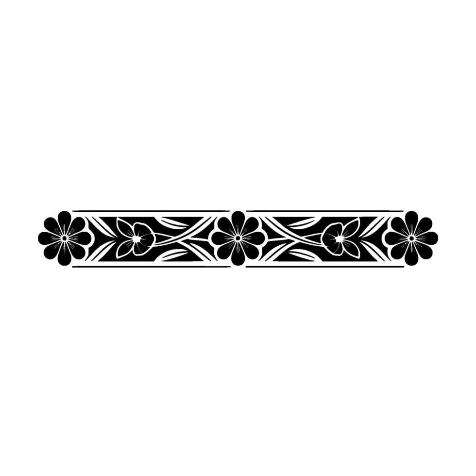 Black and White Floral Border Element, Decorative, Minimalist vector
