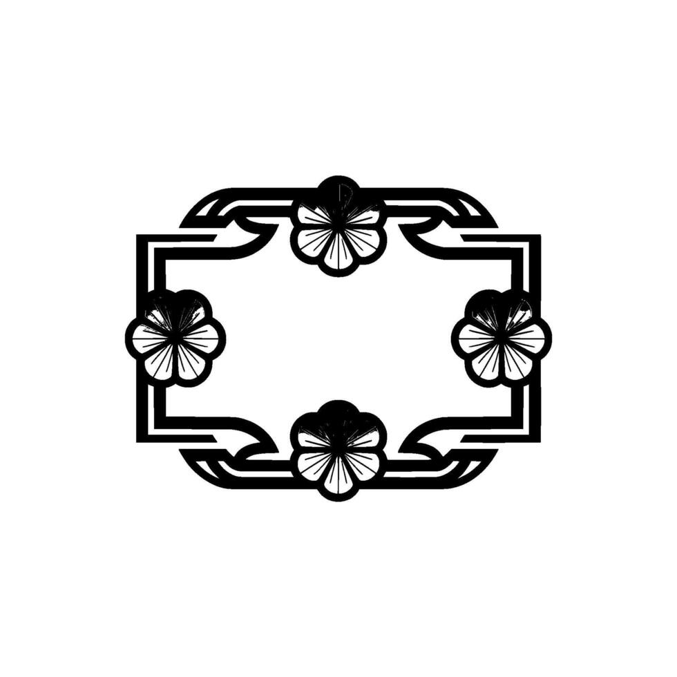 Art Deco Floral Frame - Black and Gray Ornamental vector