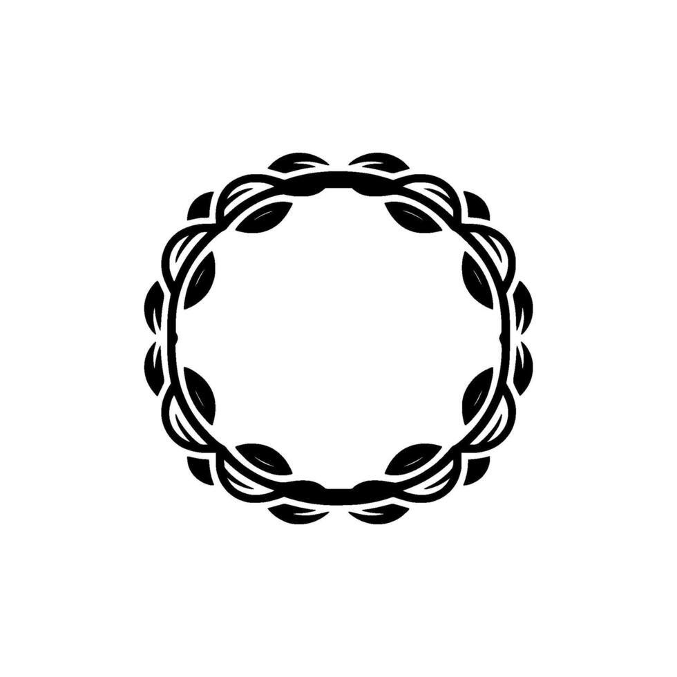 Elegant Black Leaf Circle Frame, Minimalist Nature vector