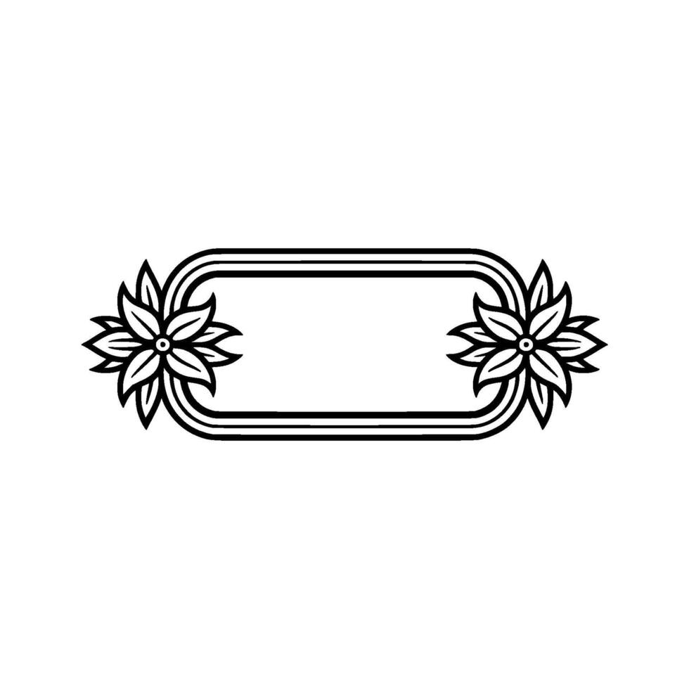 Floral Frame Element Minimalist Black White vector