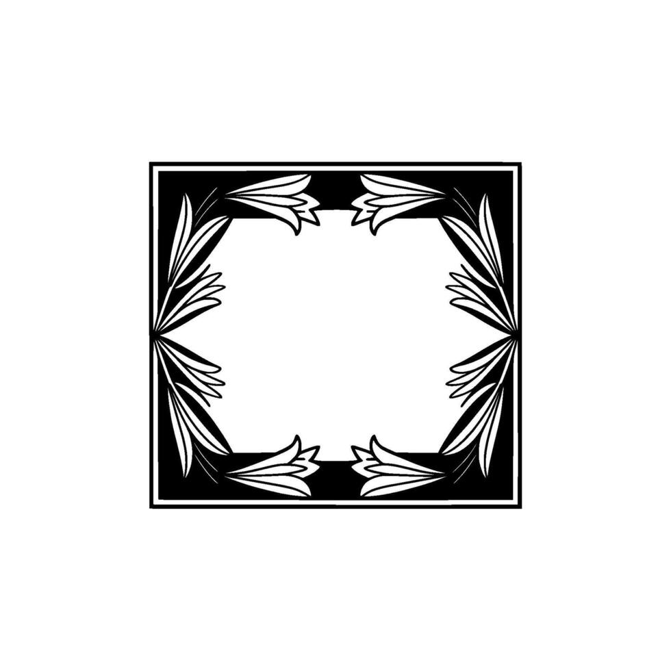 Elegant Floral Frame Black White Vintage Aesthetic, Border Elements vector