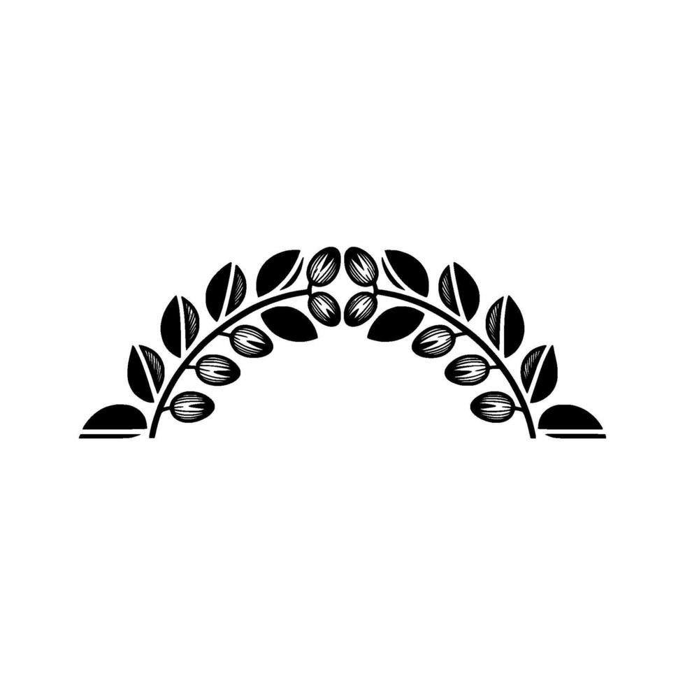 Elegant Black White Leafy Arch Element vector