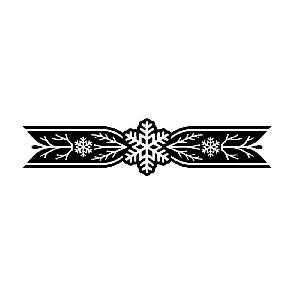 Festive Black and White Snowflake Ribbon Ornament vector