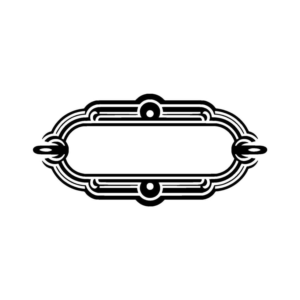 Art Deco Oval Frame with Empty Center in Black White vector