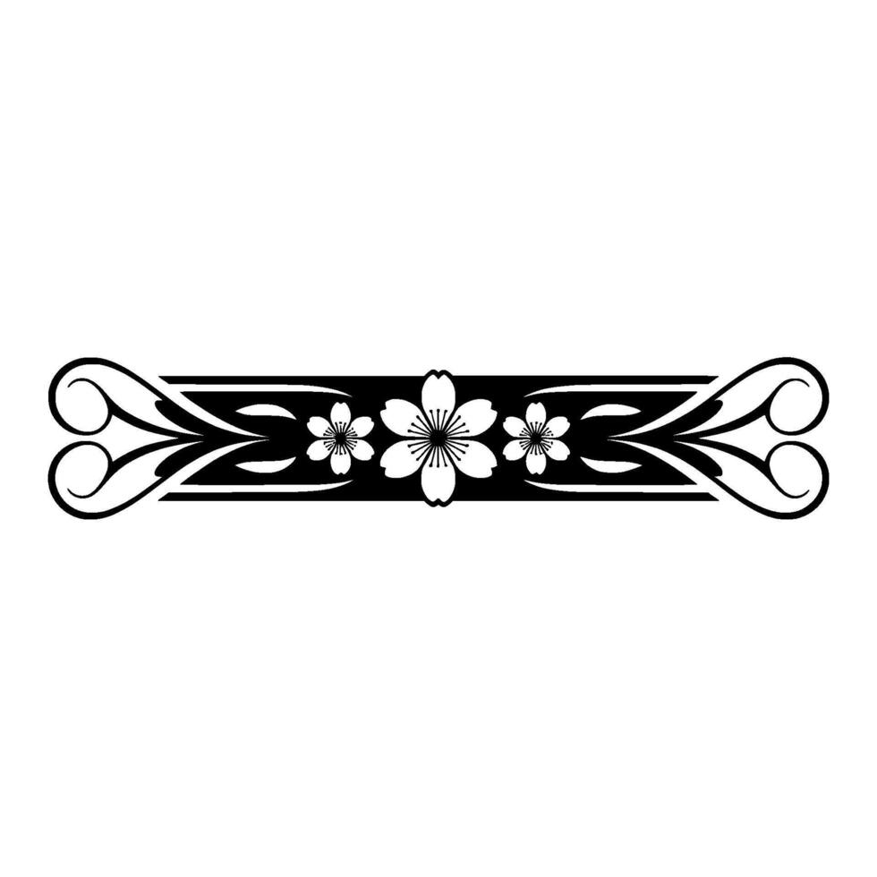 Minimalist Floral Border Black Sakura Blossoms on White vector