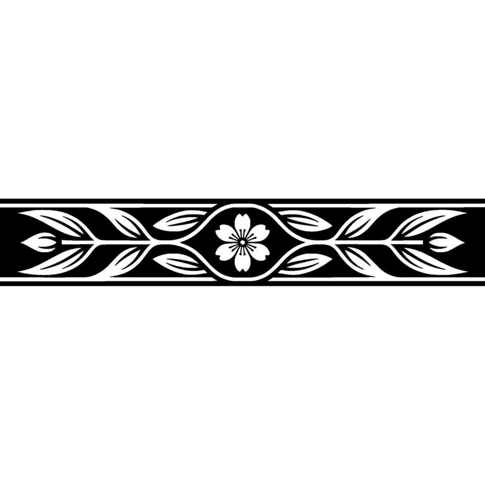 Elegant Black and White Floral Border - Seamless Pattern Element vector