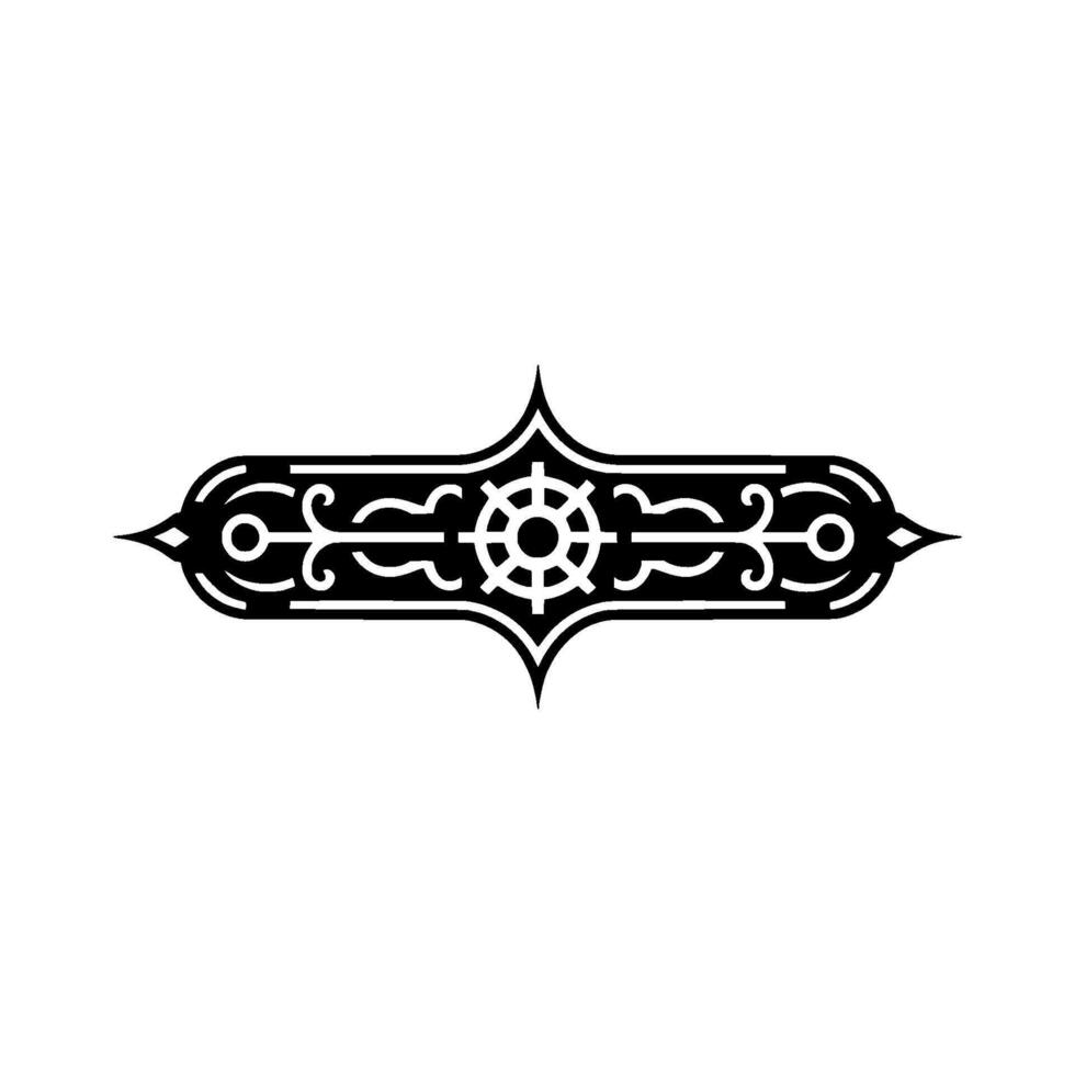 Ornate Black and White Decorative Element Buddhism, Symmetry vector