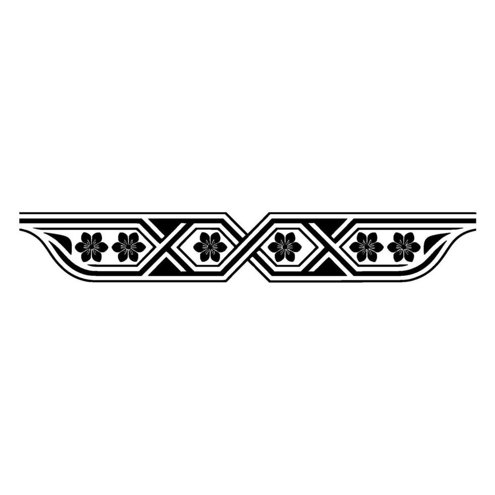 Elegant Floral Border , Black and White, Decorative, Minimalist vector