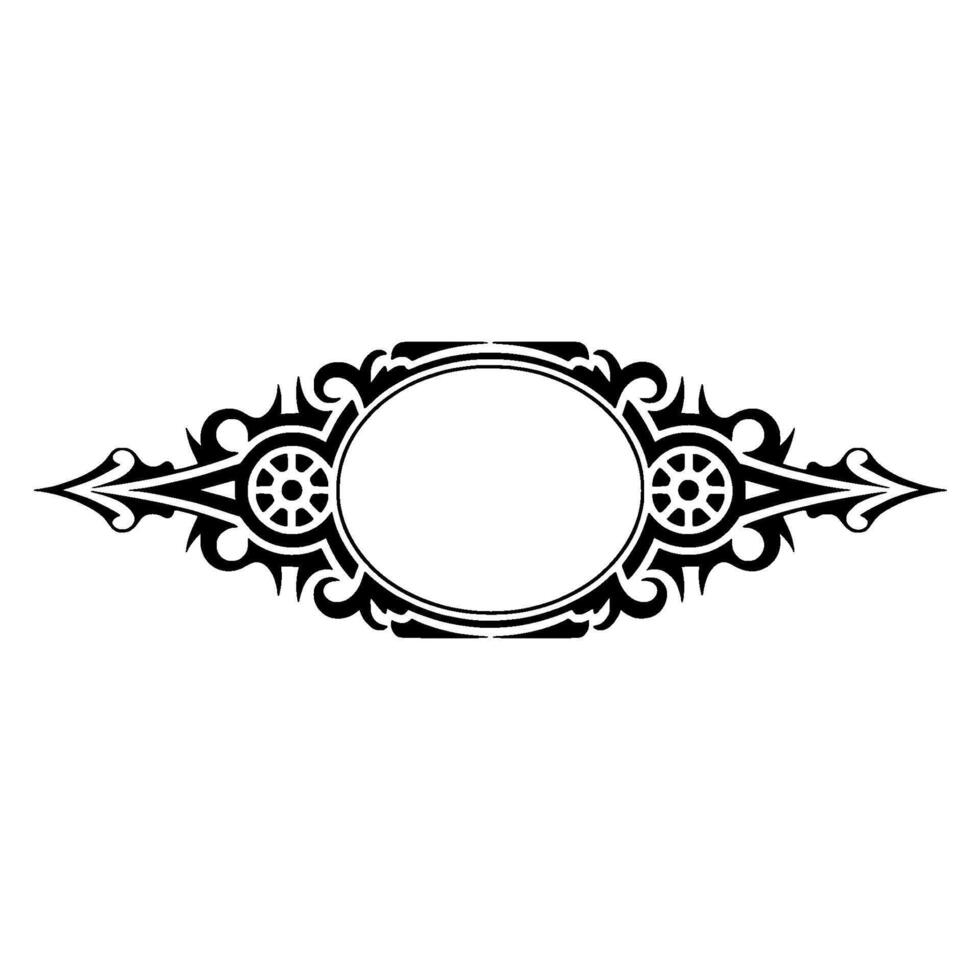 Ornate Black White Oval Frame Element vector