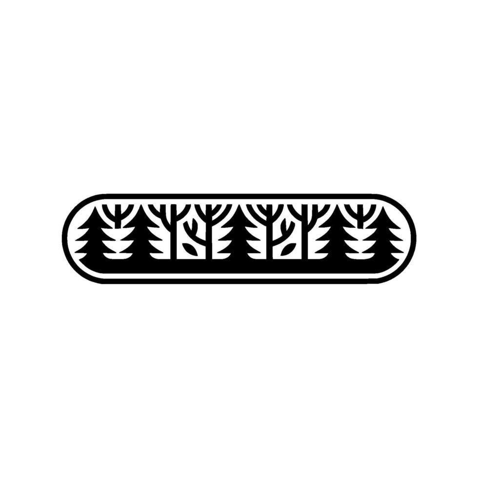 Stylized Forest Silhouette in a Rounded Rectangle vector