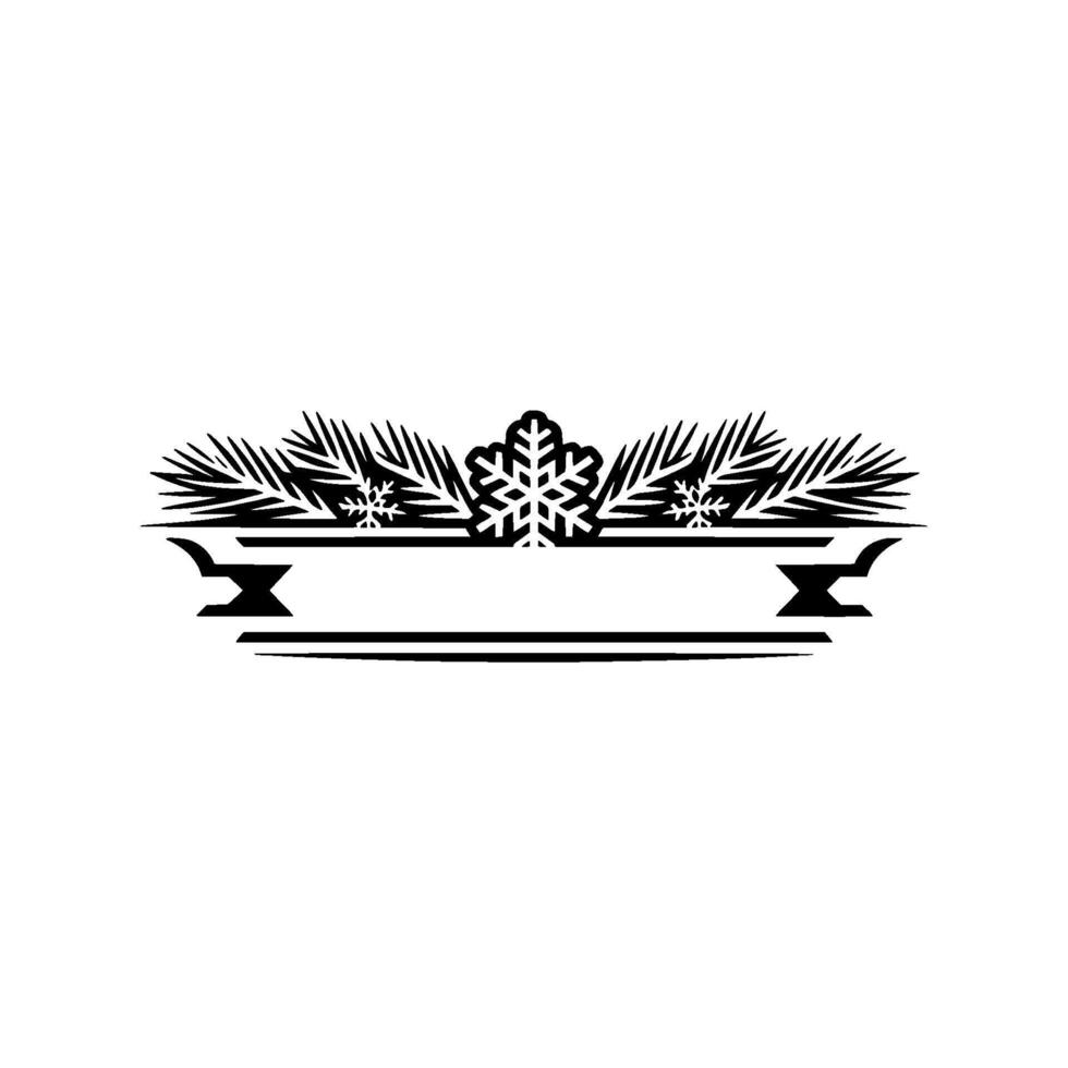 Minimalist Winter Border with Snowflakes and Pine Boughs vector