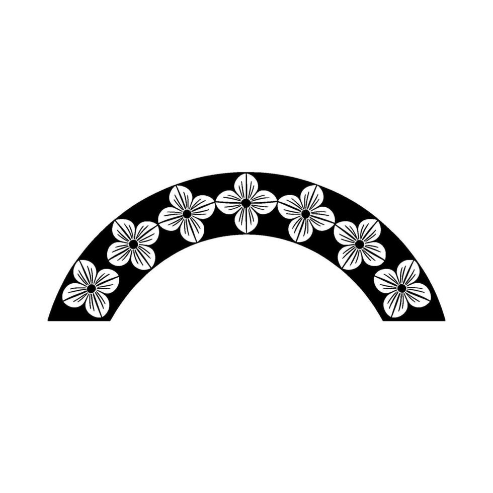 Black White Floral Arch Minimalist Decorative Element vector