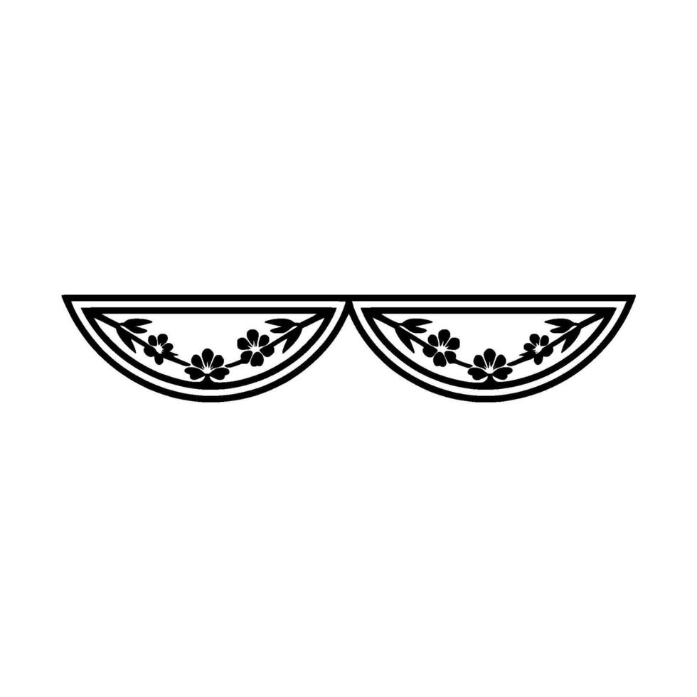 Ornamental Floral Border in Black, and White vector